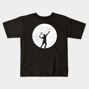 Serving Tennis Player in Full Moon Kids T-Shirt